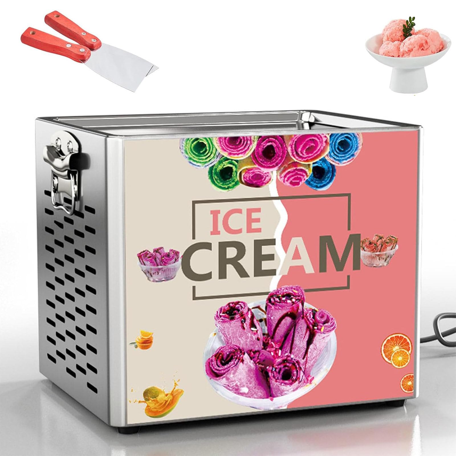 AETEREOS Rolled Ice Cream Maker - DIY Instant Ice Cream Tray Kit, Includes 2 Scrapers for Manual Homemade Ice Cream Rolls, Frozens Yogurt, Sorbets & Slushies, Electricity Needed