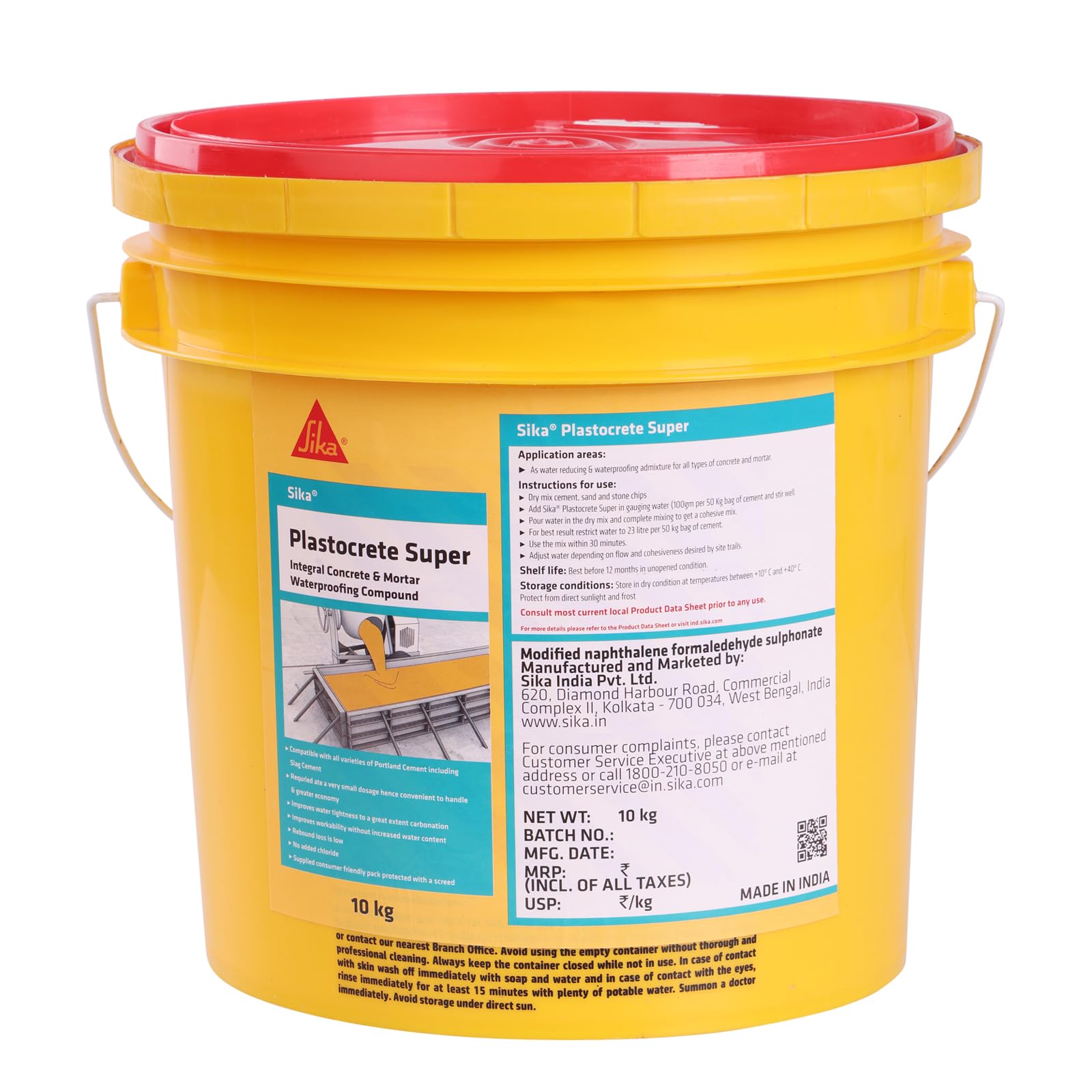 SIKA - Admixture - Sika Plastocrete Super - Liquid Waterproofing Concrete and Mortar Admixture, for slabs, Beams and Columns - Easy to Apply - Ready to use - 10kg-image-9