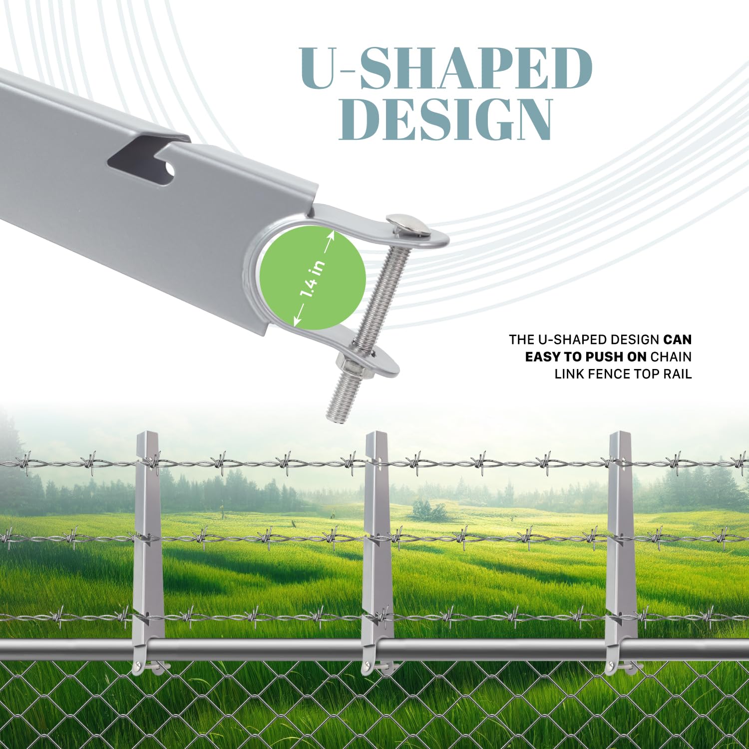 18 Pack Barbed Wire Extension Arms for 1-3/8" Chain Link Fence, Cornered Barbed Wire Arms for Garden and Home, Silver