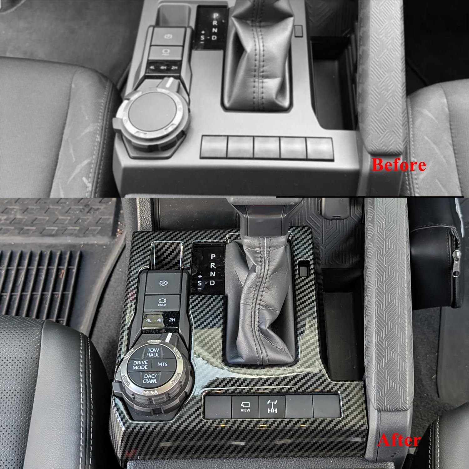 for Toyota Tacoma 2024 2025 and 4Runner 2025 Interior Accessories Center Console ABS Shift Panel Cover Decor Dashboard Trim (Carbon Fiber Grain, Shift Panel Cover)