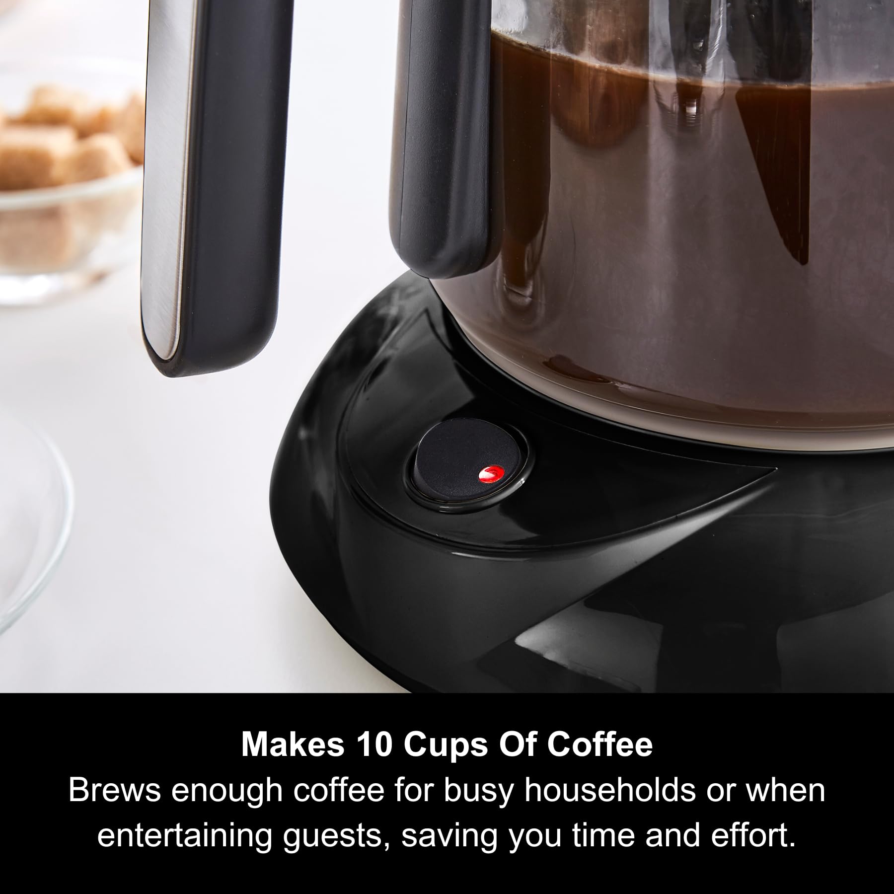 Morphy Richards Equip 162501 - Cafetera filtrante para más sabor, vidrio, 1000 W, 1,2 l, plata