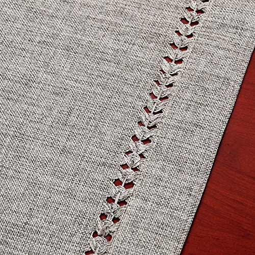 Grelucgo Handmade Hemstitch Gray Dining Table Runner Or Dresser Scarf, Rectangular 14 by 72 Inch