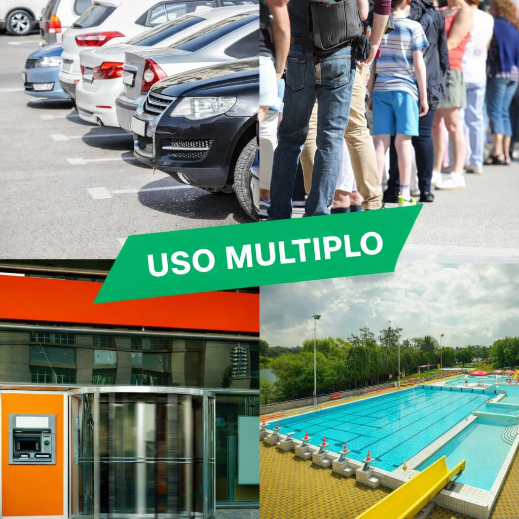 Set da 6 Pali di Contenimento da 102 cm, Posto Delineatore del Traffico con Catene di Plastica e Base Riempita d'Acqua per Parcheggio, Code e Controllo della Folla (Nero)