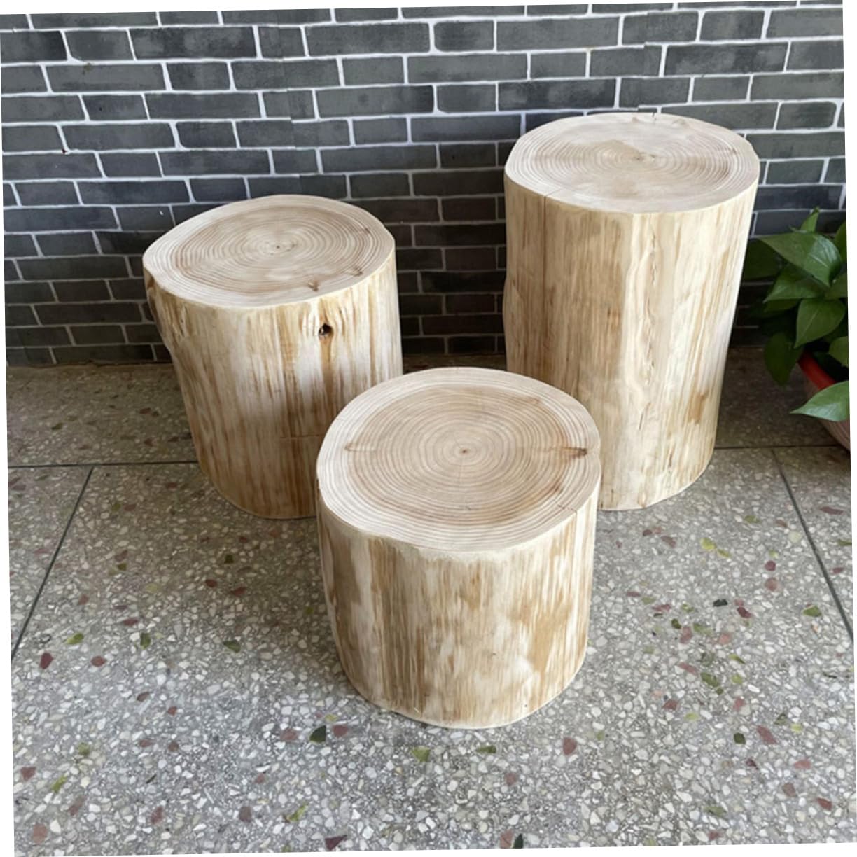 BESPORTBLE Taburete De Madera Maciza Asiento Multifuncional para Interior Decoración Rústica De Árbol Estable y Resistente