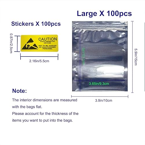 Miniatura 7 de Bolsas antiestáticas Bolsa de blindaje ESD con etiquetas antiestáticas para disco duro, SSD, placa base, tarjeta de video, dispositivos electrónicos
