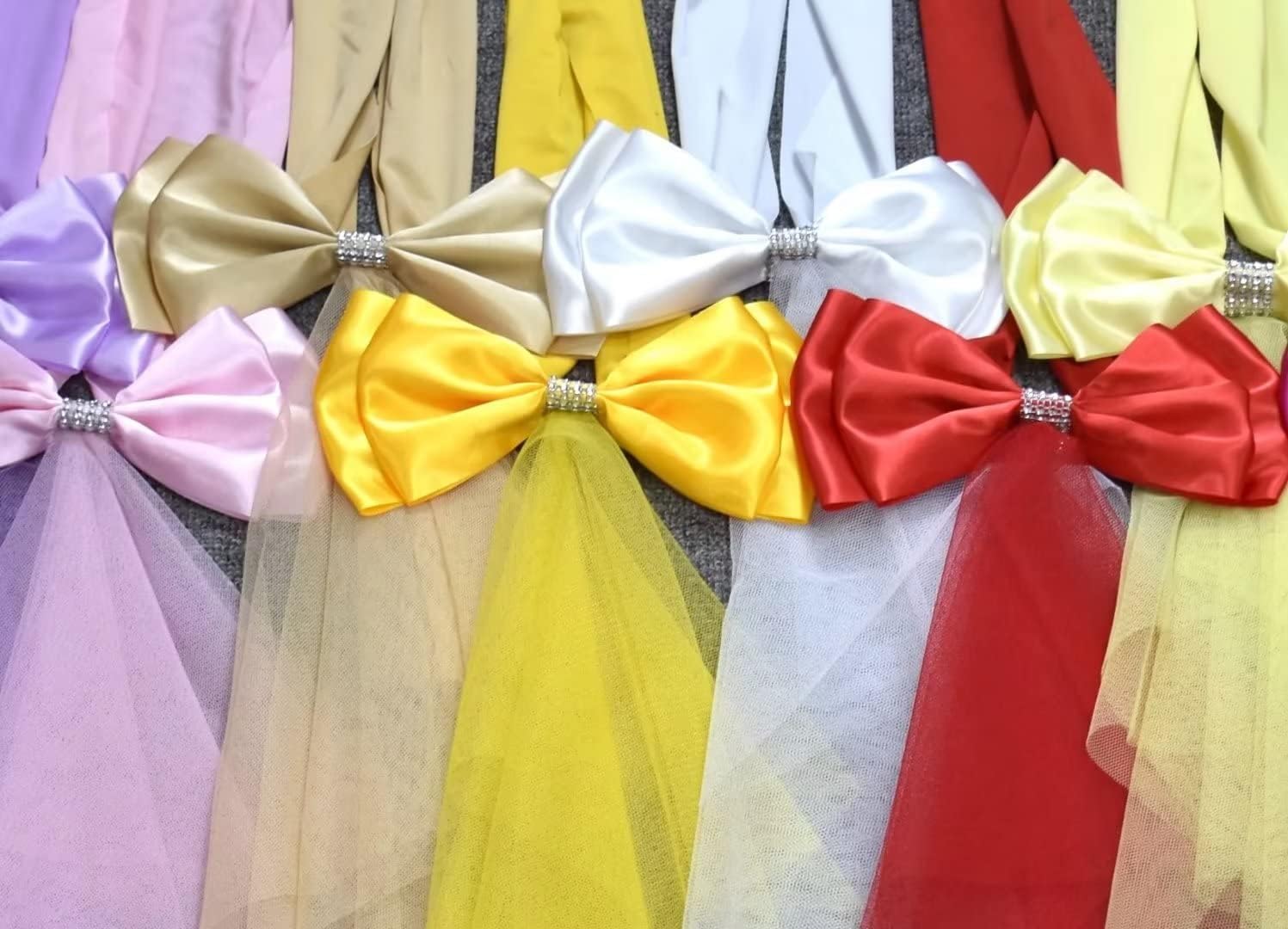 Light Yellow Stretch Spandex Chair Sashes Bands Polyester Chair sash for Wedding Ceremony Banquet Party Chairs Covers Elastic Bows Decorations（Light Yellow 10 Pcs）