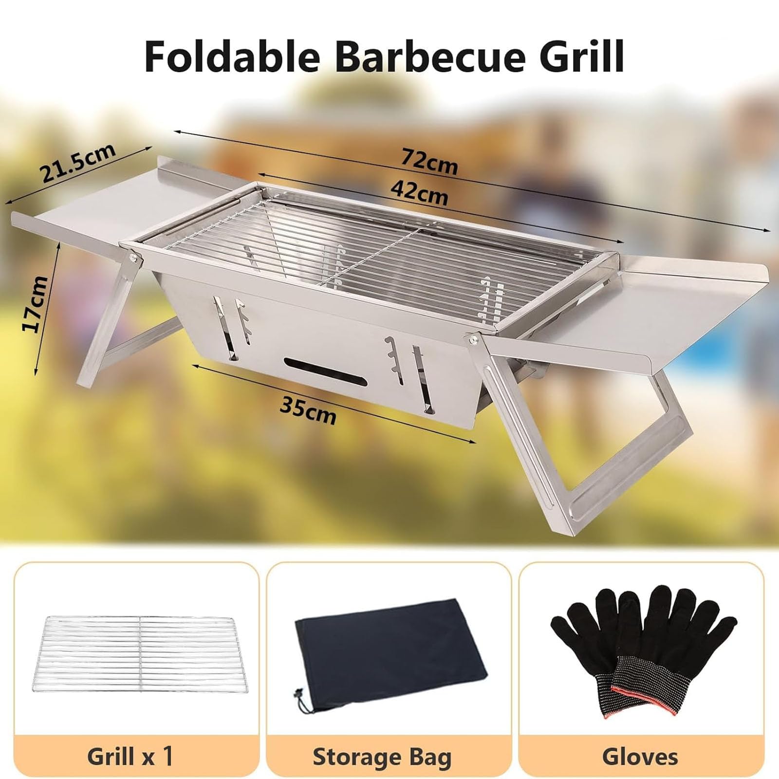 Mały przenośny grill na węgiel drzewny, Mini składany grill do grillowania z 4-poziomową kontrolą ciepła, Stołowy grill na zewnątrz do Camping Essentials, Stołowy palec do podróży na piknik na trawnik