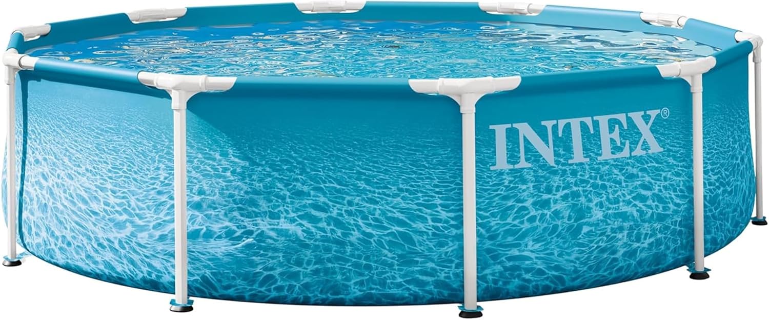 INTEX 28207EP 10Ft X 30In Beachside Metal Frame Above Ground Swimming Pool Set, Includes 330 GPH Cartridge Filter Pump, Puncture-Resistant Material, Rust Resistant, 1185 Gallon Capacity
