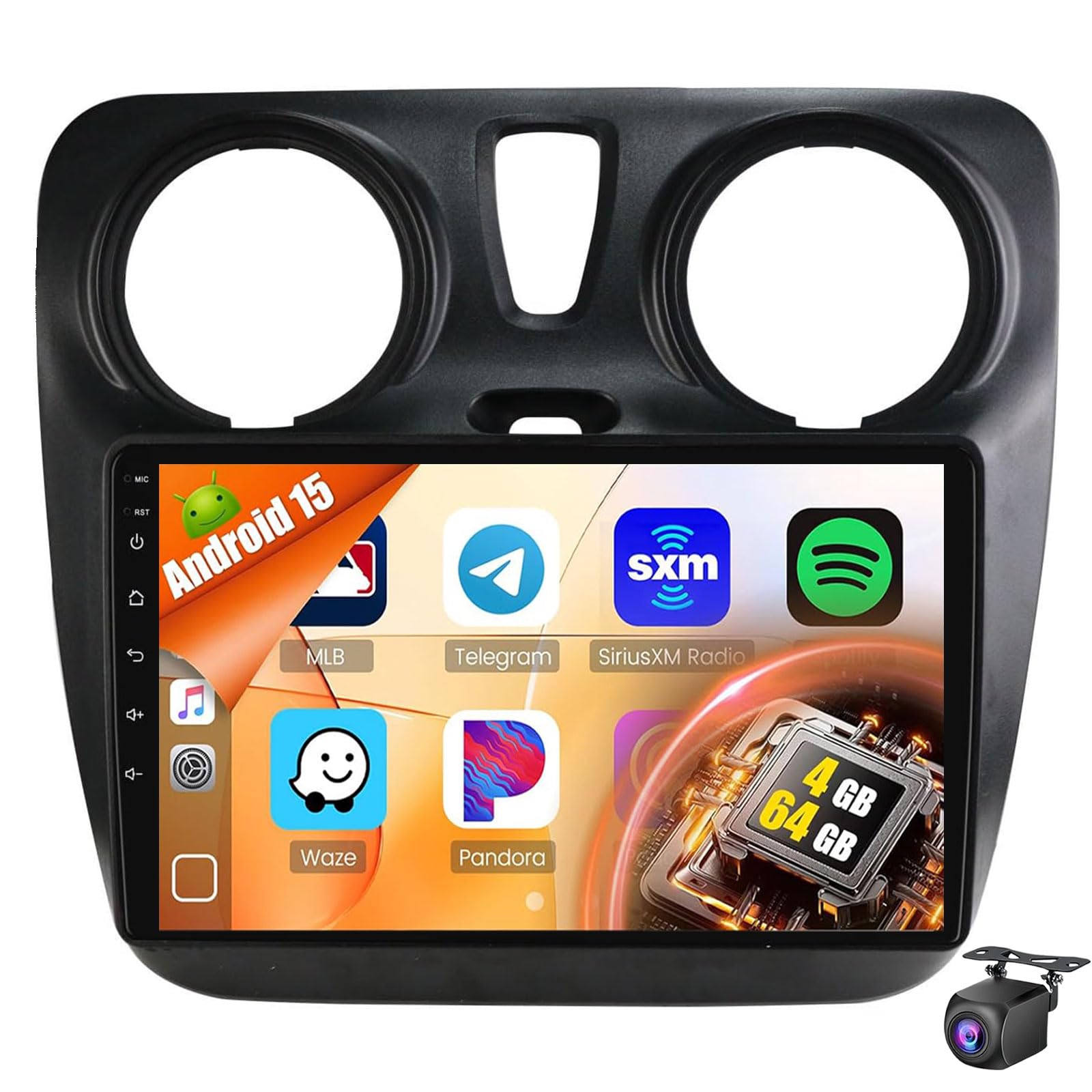 Car Radio For Re-nault Lodgy Dacia Dokker 2012-2021 9 Inch Android 15 Touch Screen Stereo 32 EQ Audio 1280 * 720 Screen Carplay Android Auto SWC Bluetooth GPS WiFi Reversing Camera(Size:8Core 8+256G)