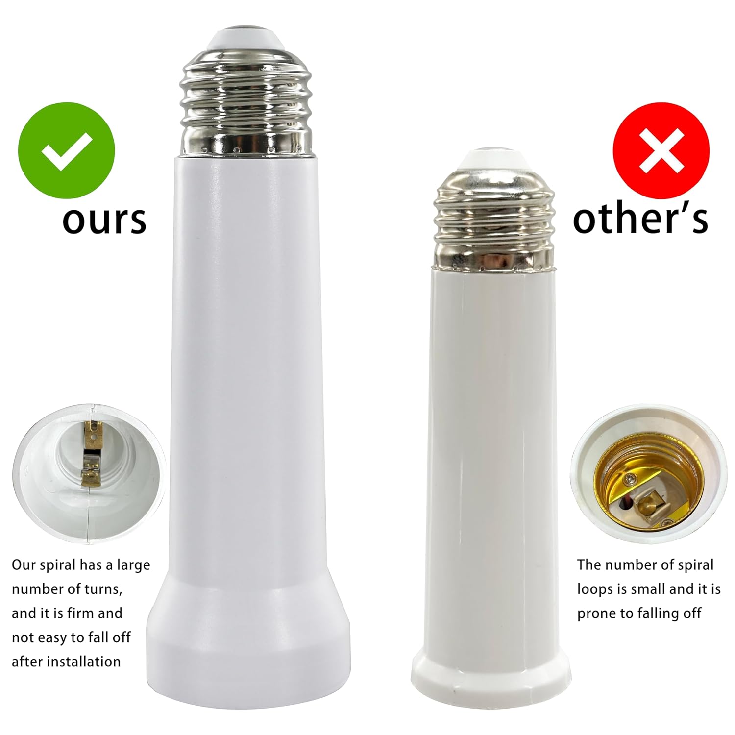 Light Socket Extender, E26/E27 Light Bulb Socket Extender Standard Medium Base, 5.31 inch LED Light Bulb Extension Socket Adapter for Screw in Ceiling Fan Light Socket Fan Extender