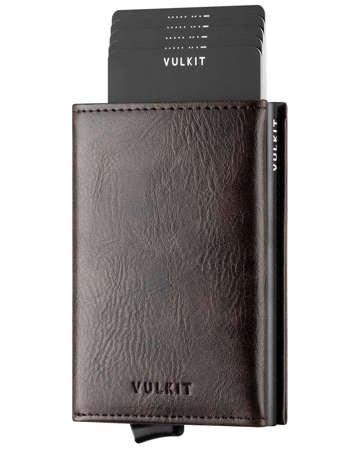 VULKIT Minimalist Wallet With Pop-Up Card Ejector – RFID Protected Aluminum Case, Zipper Coin Pocket, Gift For Men
