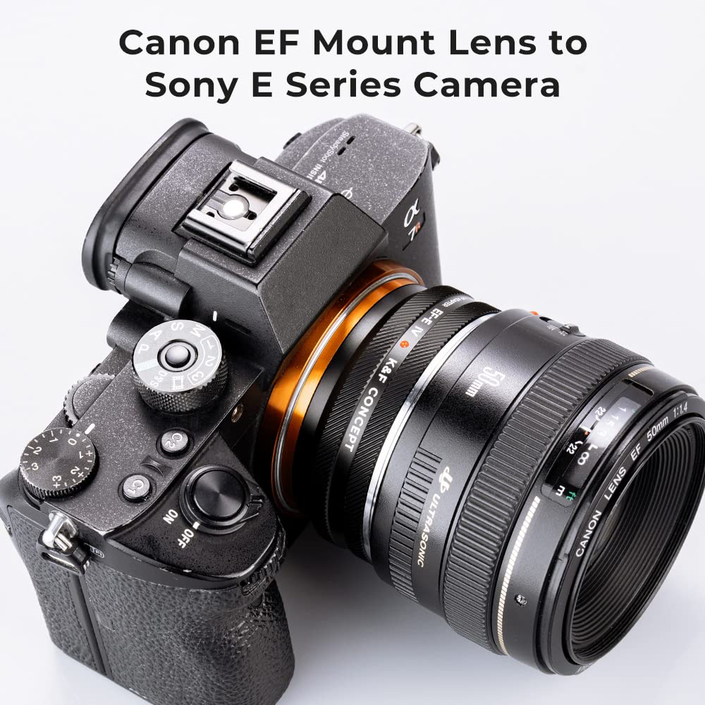 K&F CONCEPT EOS-NEX Adaptador de Objetivo Manual,Adaptador Lente Compatible con Objetivos Canon EOS (EF/EF-S Mount) a Cámara Sony NEX (E Mount) Alpha NEX-3 NEX-3C NEX-5 (NO SE ENFOCA AUTOMÁTICAMENTE)