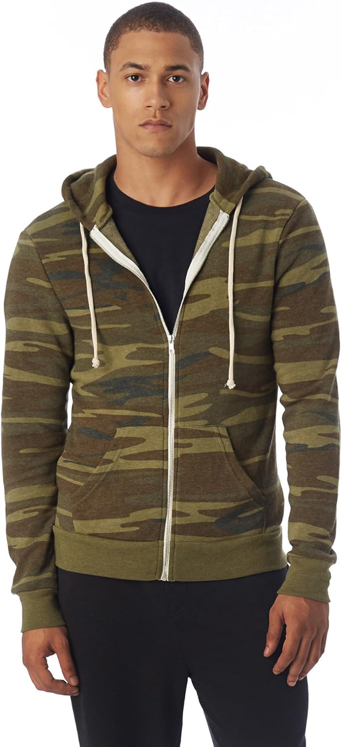Alternative Men's Rocky Zip Hoodie Sweatshirt Small Camo