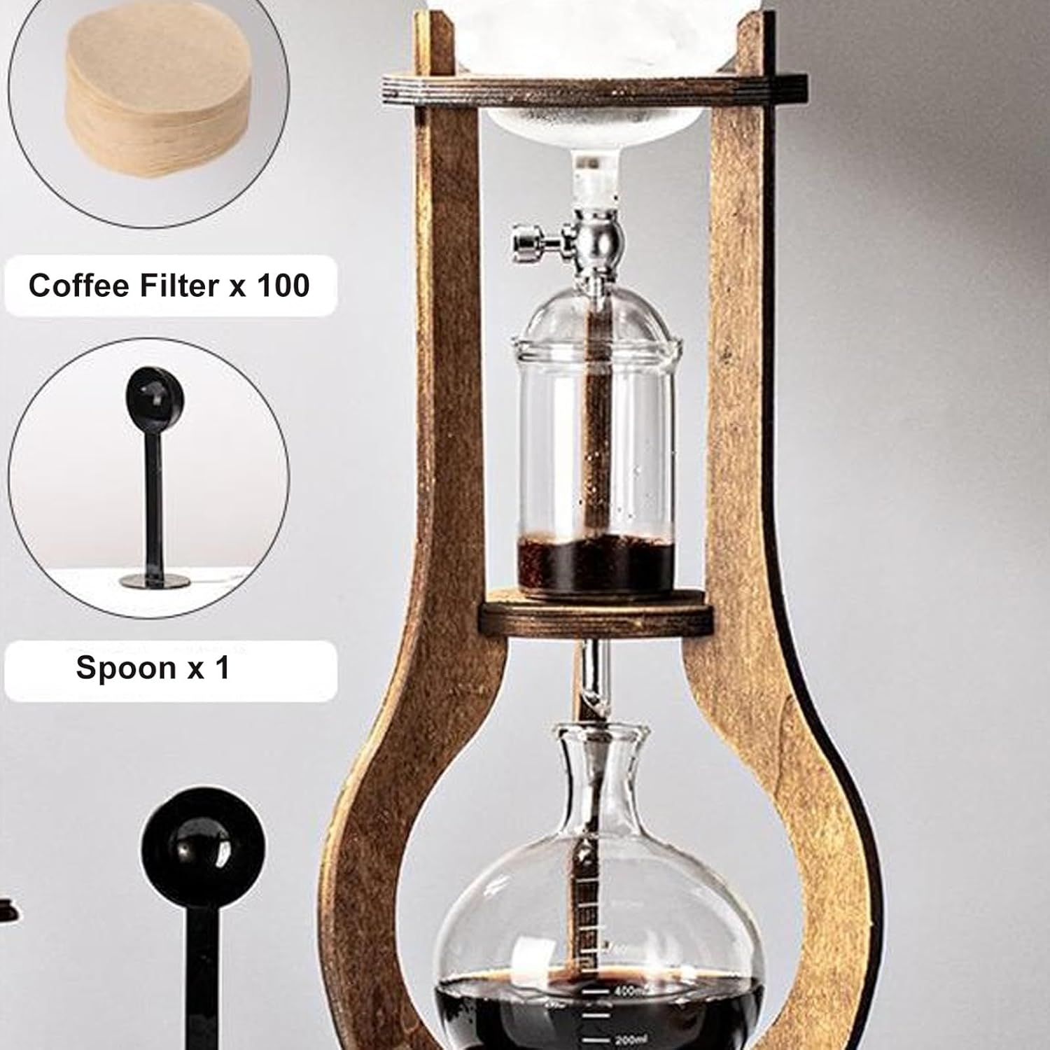 Cold Drip Coffee Tower, Cold Brew Coffee Dripper with 800ML Large Capacity Round Spout, Drip Regulator, Borosilicate Glass & Slow Drip Technology, for Making Delicious Cold Extracted Coffee