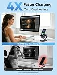 Hevanto 3 in 1 Wireless Charging Station for Apple MagSafe Charger, 15W Fast Magnetic Wireless Charger for Apple Watch iPhone 17 17e 16 15 14 13 12 AirPods Pro, Mag Safe Stand for Desktop and Bedside