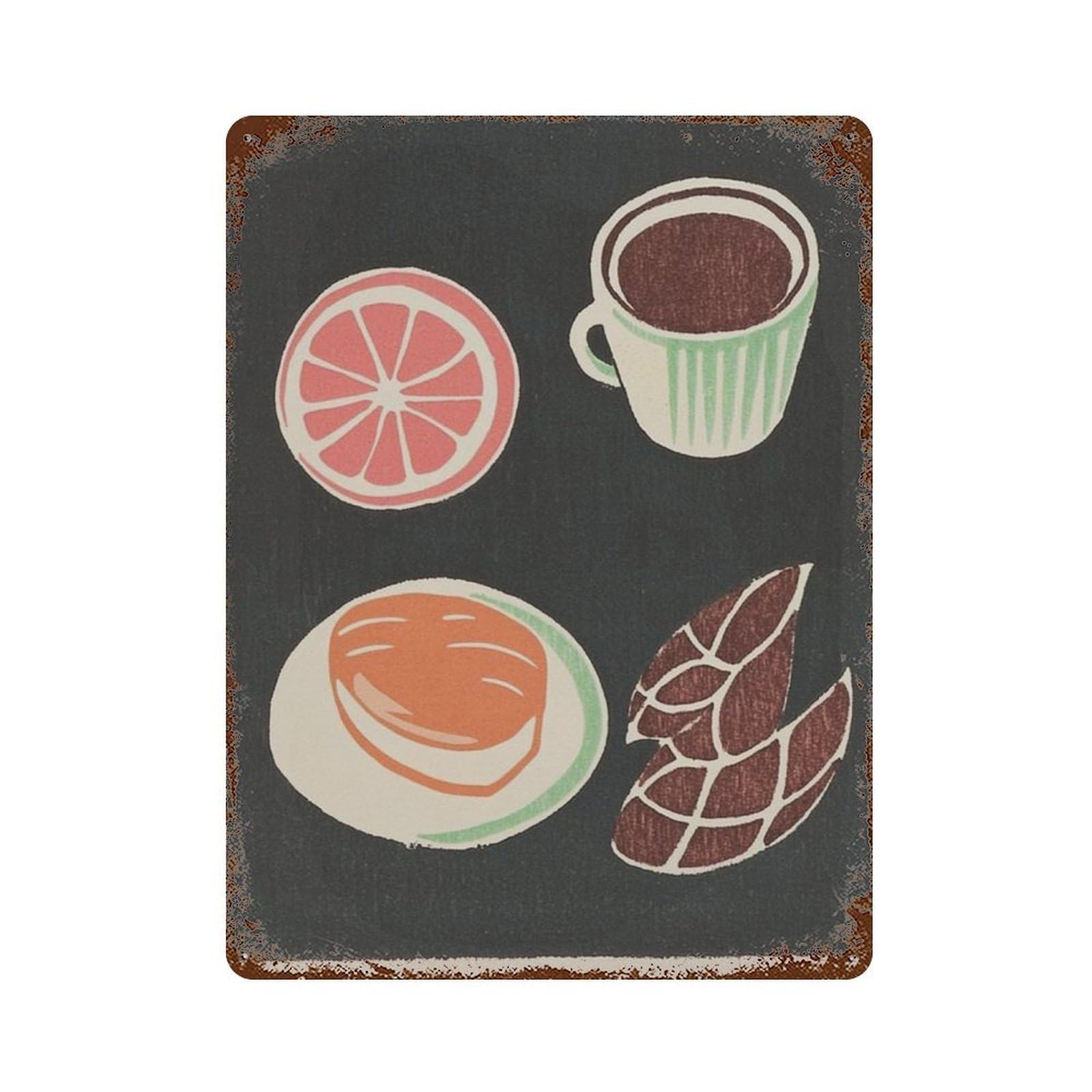 xiaoxiaoshen Coffee Kitchen Retro Food Breakfast Modern Cafe Wall Decor Art Metal Tin Poster Modern Home Decor Art Home Bar Shop Decorations Vintage Sign 40x30cm