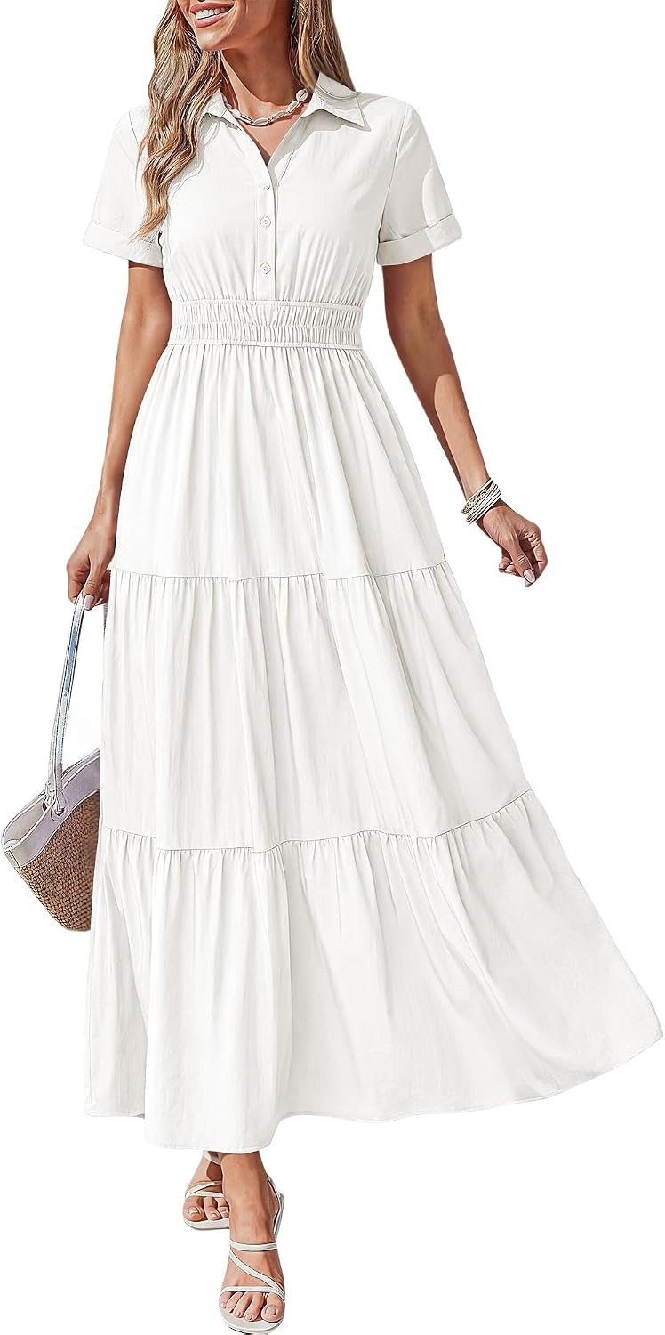 BTFBM Wedding Guest Dresses for Women Beach Fashion Casual Short Sleeve V Neck Solid Spring Summer Boho Maxi Dress