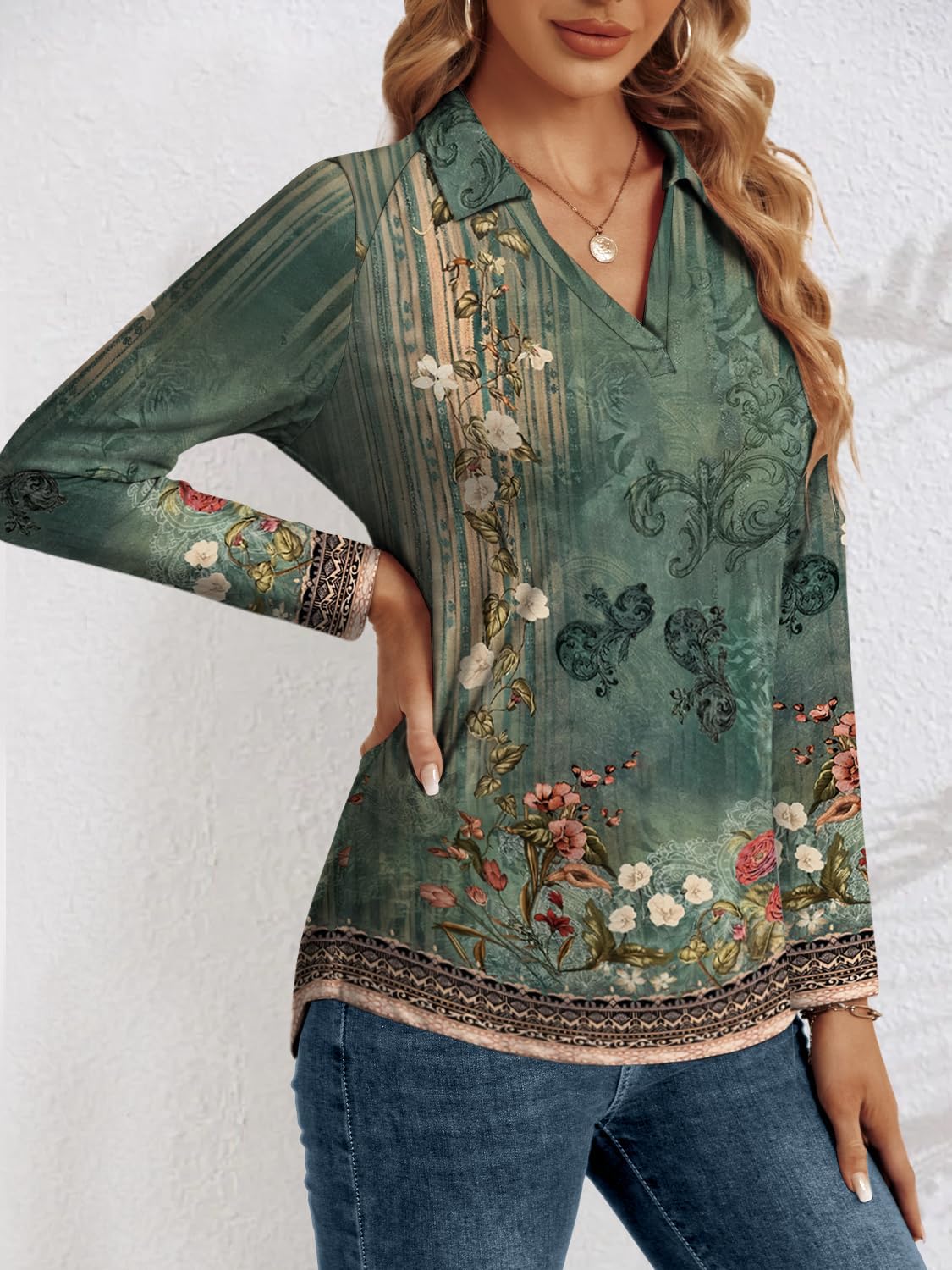 3/4 Length Sleeve Womens Tops Dressy Casual V Neck Polo Shirts Business Work Blouses 2025 Trendy Tunic Top - Image 8