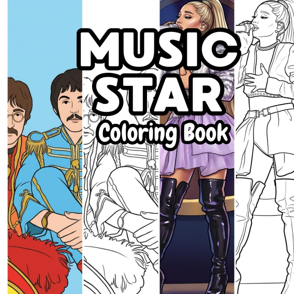 Music Star Coloring Book: 40 Music Star Coloring Images To Relax Whilst Coloring In