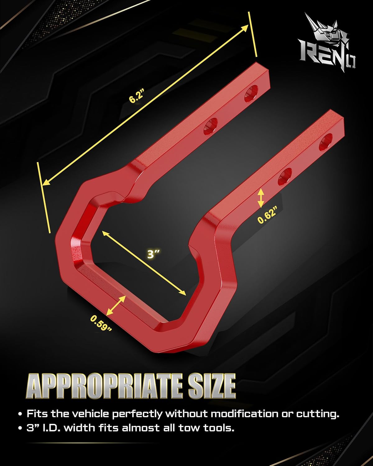 RENO Front Tow Hooks, 304 Stainless Steel Heavy Duty Recovery Hooks Compatible with 2015-2026 Colorado / 2015-2022 GMC Canyon, Replace OEM 85137120, 23253074, 84052991, 23169966, 52025508 (Red, 2pcs)
