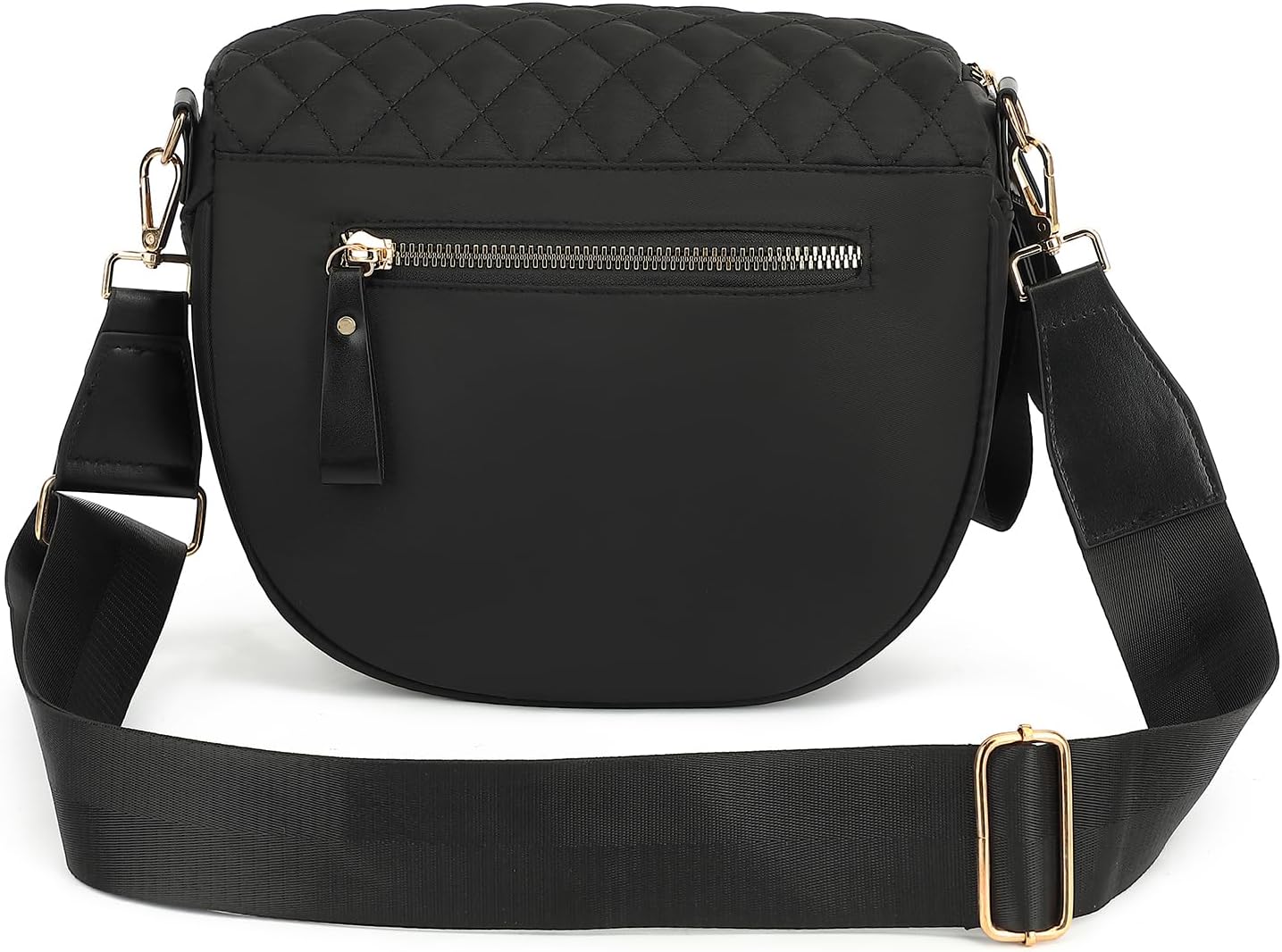 Bum Bag for Women Quilted Nylon Crossbody Shoulder Bag Large Belt Purse Fanny Packs (Black) - Image 7