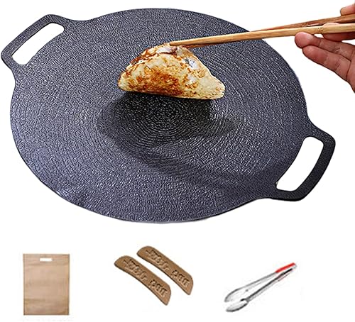 Miniatura 6 de Parrilla coreana para barbacoa, sartén redonda antiadherente, placa de barbacoa para el hogar, estufa al aire libre, planchas de 14.2 in