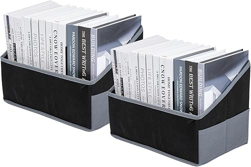 Yesesion Paquete de 2 soportes para revistas para escritorio cubos de almacenamiento de tela para estante gabinete armario oficina en casa