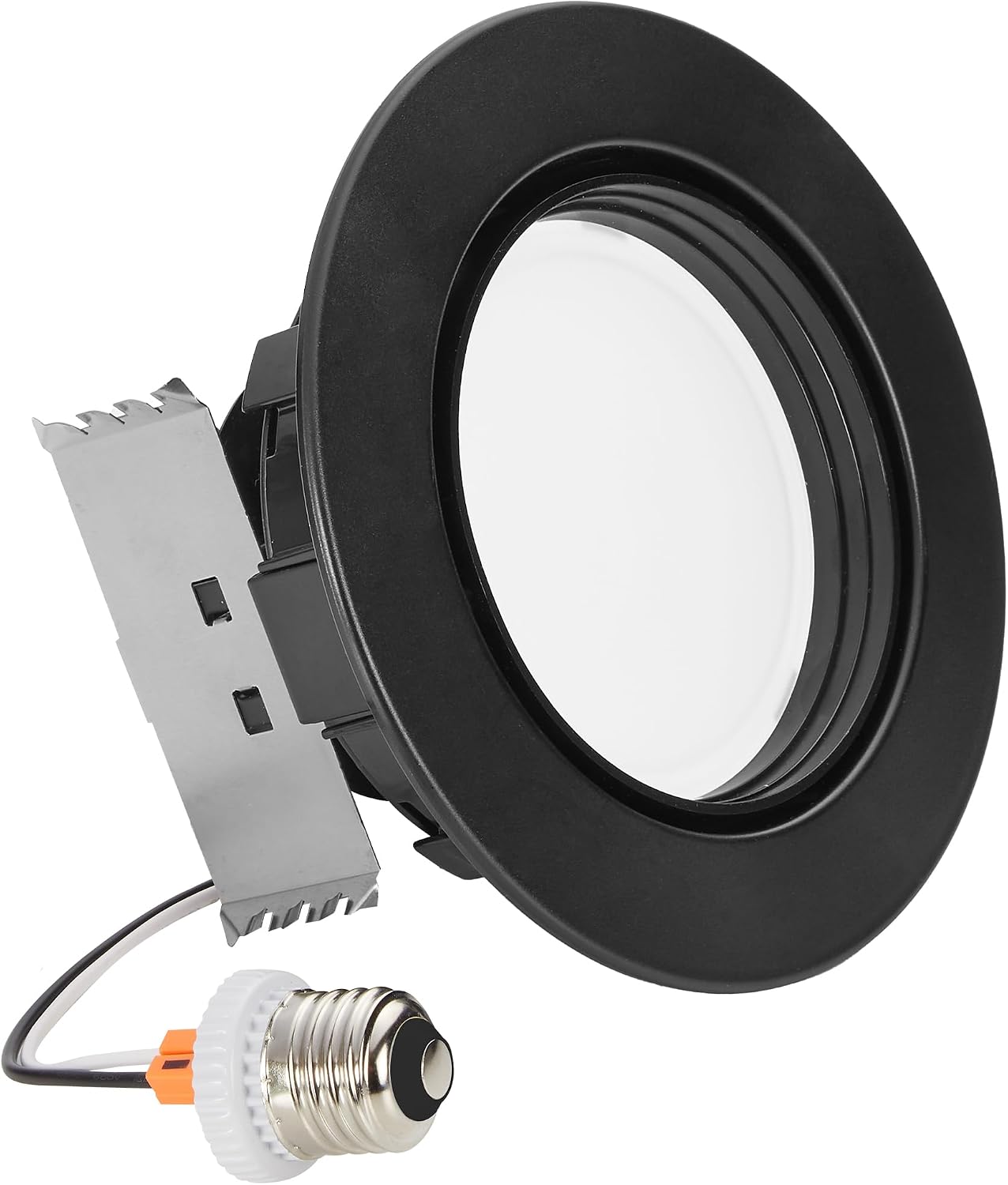 Maxxima 4 in. Rotatable LED Retrofit Downlight Gimbal, 900 Lumens, 10 Watts, 5 CCT 2700K/3000K/3500K/4000K/5000K, Dimmable, Plastic Black Trim