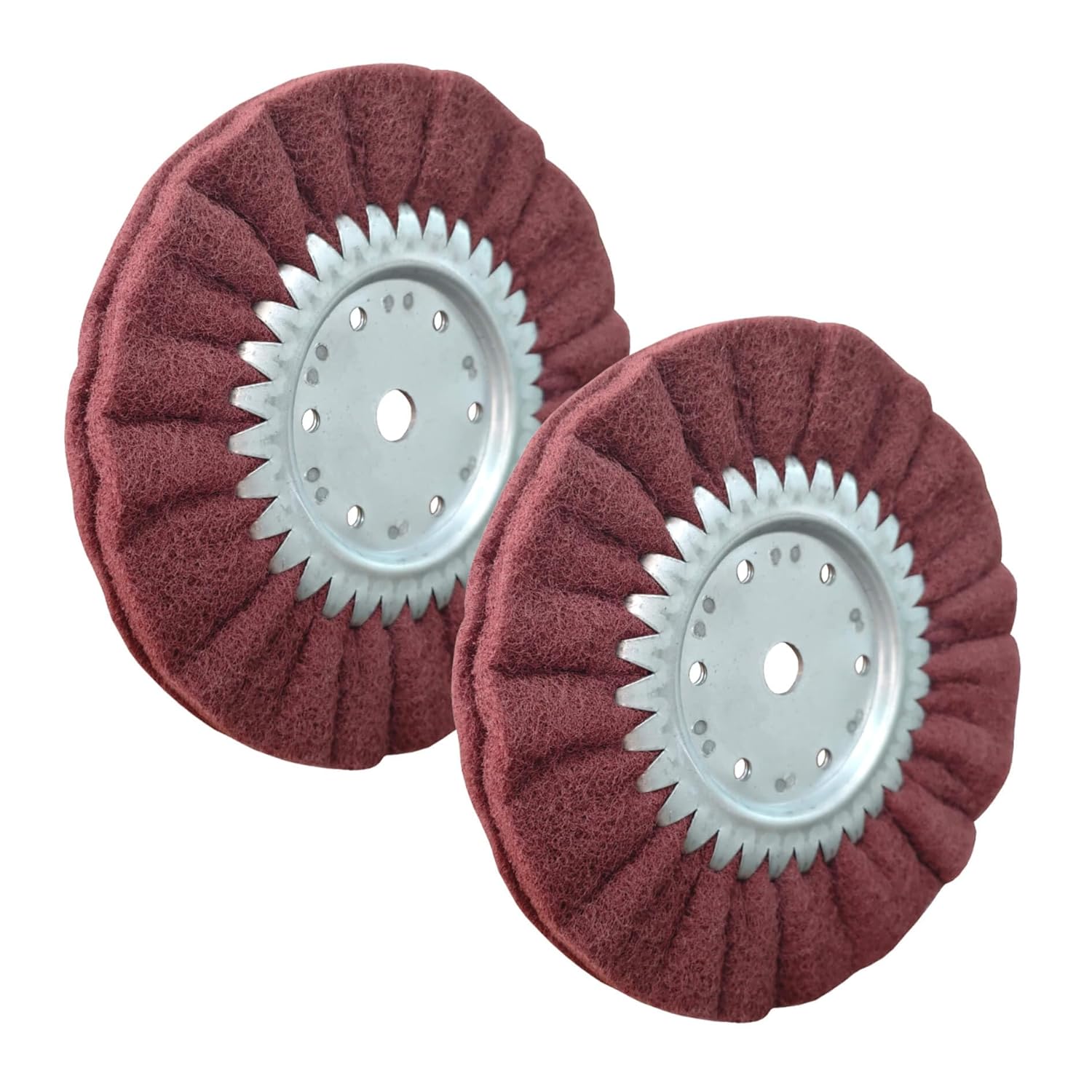 8 Inch x 2 Section Satin Non Woven Abrasive Airway Buffing Wheel for Angle Grinder, 5/8 Inch Arbor Hole, Medium Fine, 2PC