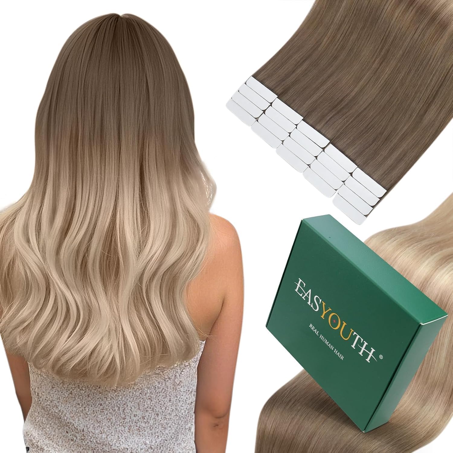 Easyouth Tape Extensions Echthaar Glatt Menschliches Haar