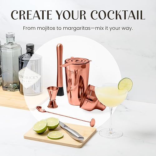 Miniatura 4 de Mixology  Craft - Juego de 10 piezas metálicas para bar con madera de caoba