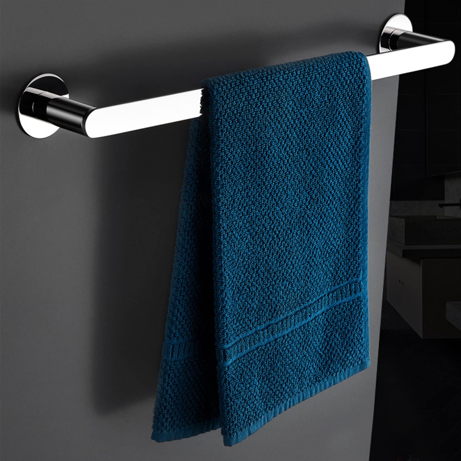 Portasciugamani in Acciaio Inossidabile, Portasciugamani Rotondo Porta Asciugamani a Parete Porta Asciugamani per Bagno o Cucina, 30cm - 100cm Opzionale, Finitura Argento Lucido (Dimensioni
