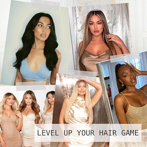 Miniatura 7 de Sisily Extensiones de cabello humano real con pinzas, 24 pulgadas, 6.35 oz, 7 piezas de extensiones de cabello humano con clip, color negro