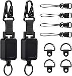 2 Pack CB Mic Retractable Holder with Heavy Duty 24" Stainless Steel Cord, Easy D-Ring Mount for Truck Drivers