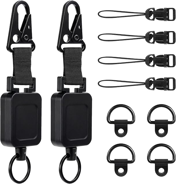 2 Pack CB Mic Retractable Holder with Heavy Duty 24" Stainless Steel Cord, Easy D-Ring Mount for Truck Drivers