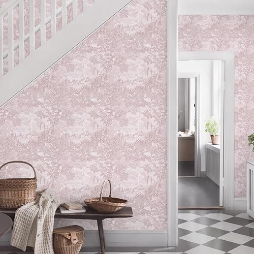 Miniatura 12 de Ismoon Papel tapiz azul de 17.3 x 78.7 pulgadas, papel de pared neutro para despegar y pegar, vintage, extraíble, autoadhesivo, animales