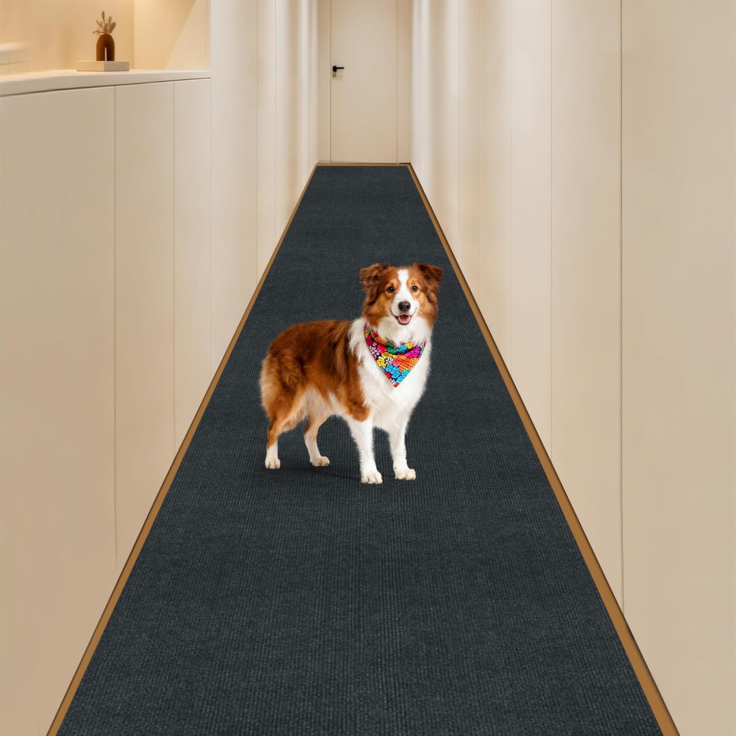 Non-Slip Runner Rug Washable Long Runner Rug Water Absorbent Mat for Indoor/Outdoor Carpet Hallway Kitchen Entryway Bedroom Area Rugs with TPR Bottom，15.7″×78.7″，Dark Grey