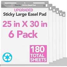 Nortix Sticky Easel Pad, Flip Chart Paper, 25 x30 inch, 30 Sheets/Pad, 6 Pads, Chart Paper for Teachers,Super Adhesive & Bleed-Resistant, Large Self-Stick Easel Paper for Classroom/Office/Home