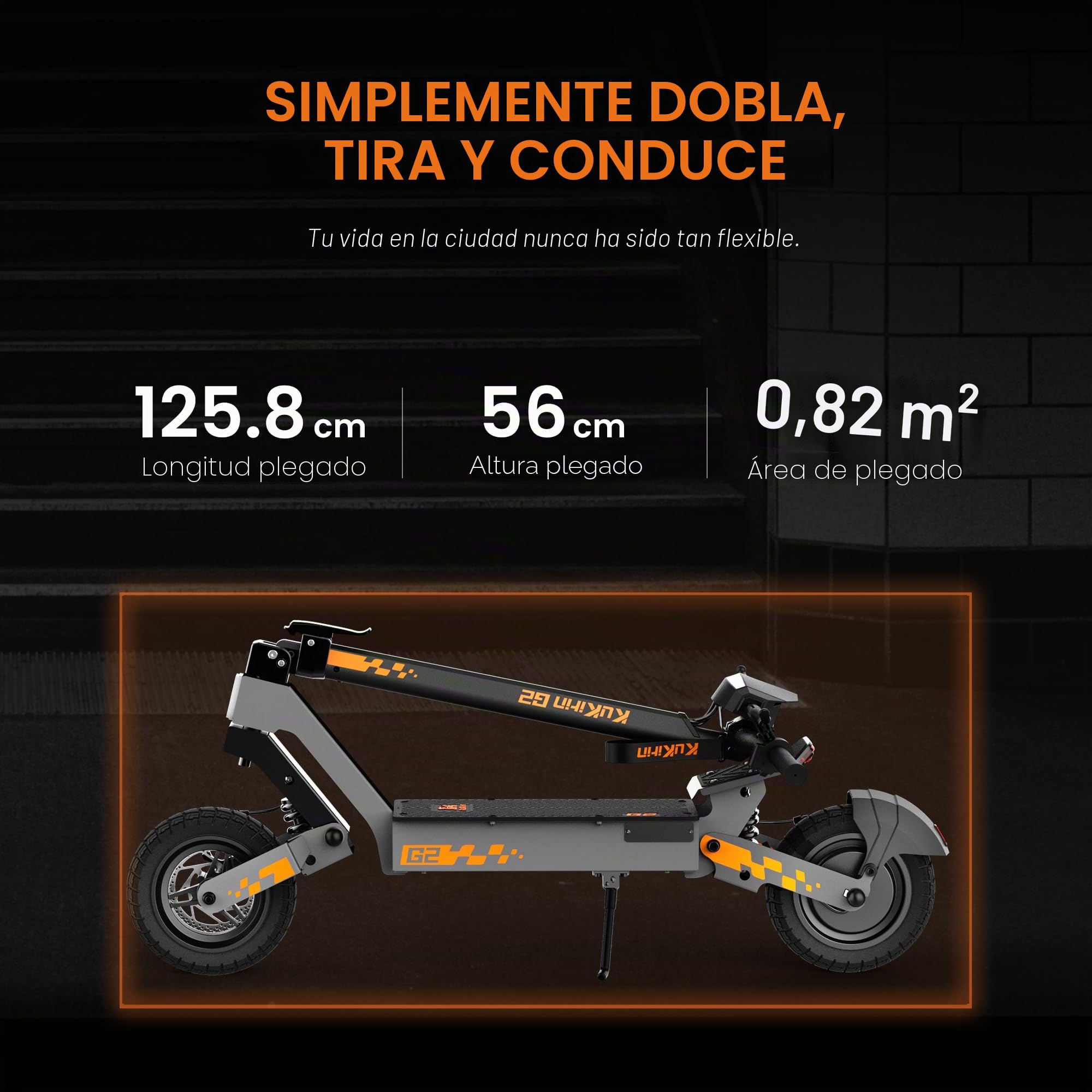 KUKIRIN G2 Patinete Eléctrico para Adultos Homologado DGT, 500W, 25 km/h, Batería 48V 15,6Ah, Autonomía hasta 65 km, Neumáticos Tubeless de 10 Pulgadas, Suspensión Delantera y Trasera, Frenos de Disco