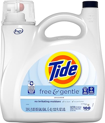 Vista 25 de Tide Free & Gentle - Detergente líquido suave para ropa, 64 cargas