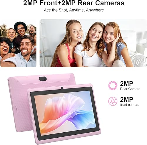 Miniatura 3 de Tablet Android 14.0 de 7", RAM 8GB (3+5 Expand) + 32GB ROM, Tabletas con cámara dual, pantalla IPS de 1024 x 600, expansión de 1TB, Tablet con Rosa