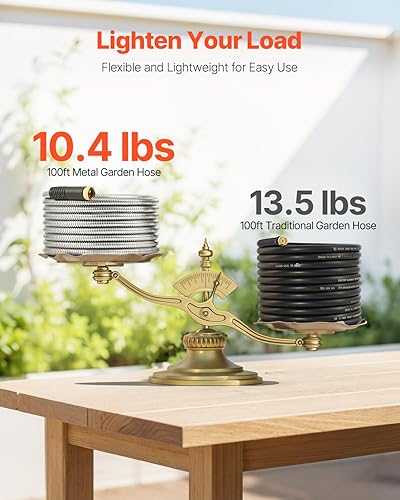 Miniatura 4 de VEVOR Manguera de jardín de metal de 100 pies  Manguera de agua de acero inoxidable resistente, flexible, sin torceduras ni enredos, resistente a