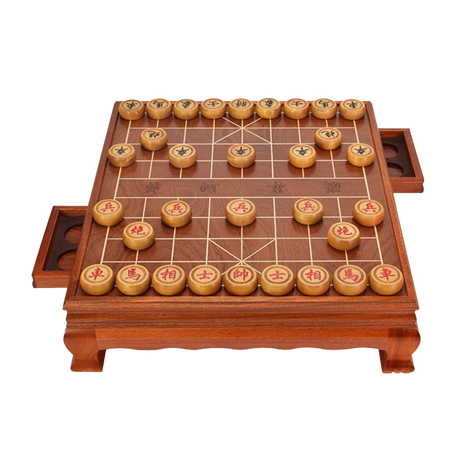 Juego de mesa de ajedrez chino clásico Xiangqi con piezas de jade, juego de ajedrez portátil de viaje con tablero de cuero.