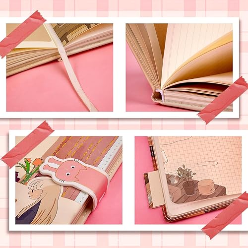 Miniatura 4 de Diario kawaii, cuaderno de diario kawaii, diario estético para niñas, mujeres, funda de piel sintética suave, 5 x 7 pulgadas, 256 páginas, papel de