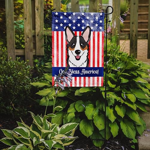 Vista 392 de Caroline's Treasures BB2171GF American Flag and Border Collie Garden Flag Mailbox Flag Decorative Yard Flag Banner Outside Patio Artwork Yard Flower