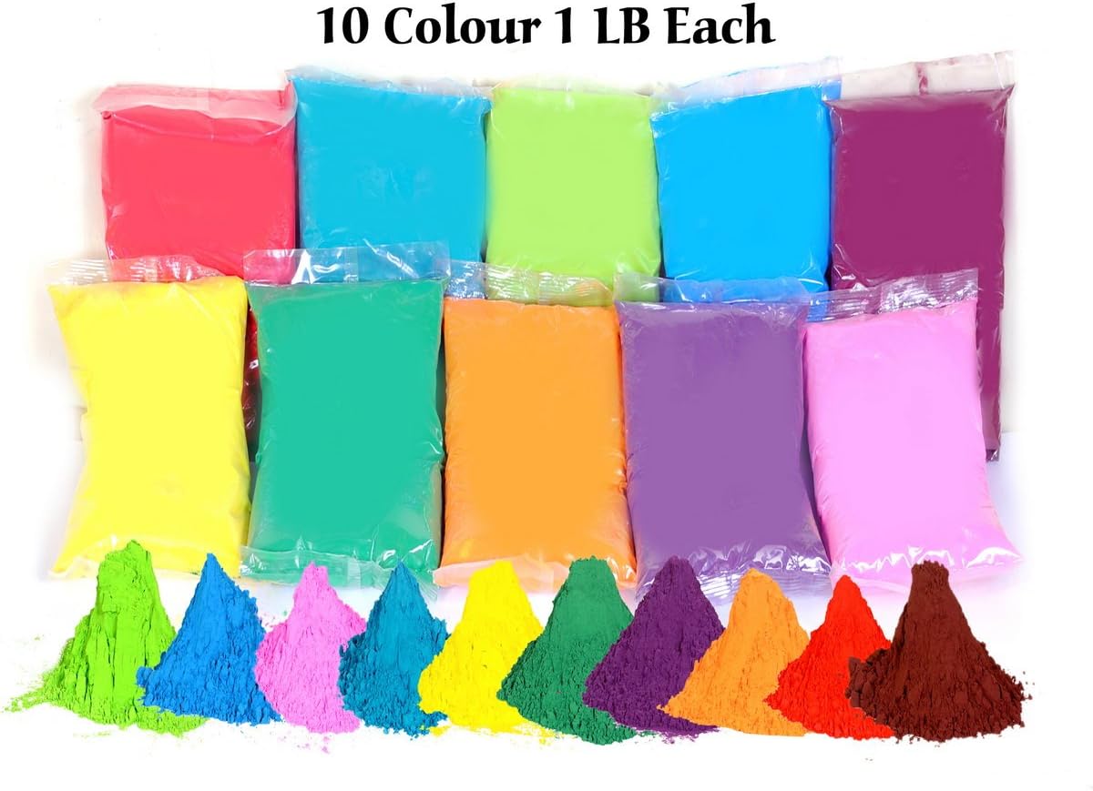 10 Colors x 1 LB each - Premium quality Holi color powder by Colormarathon
