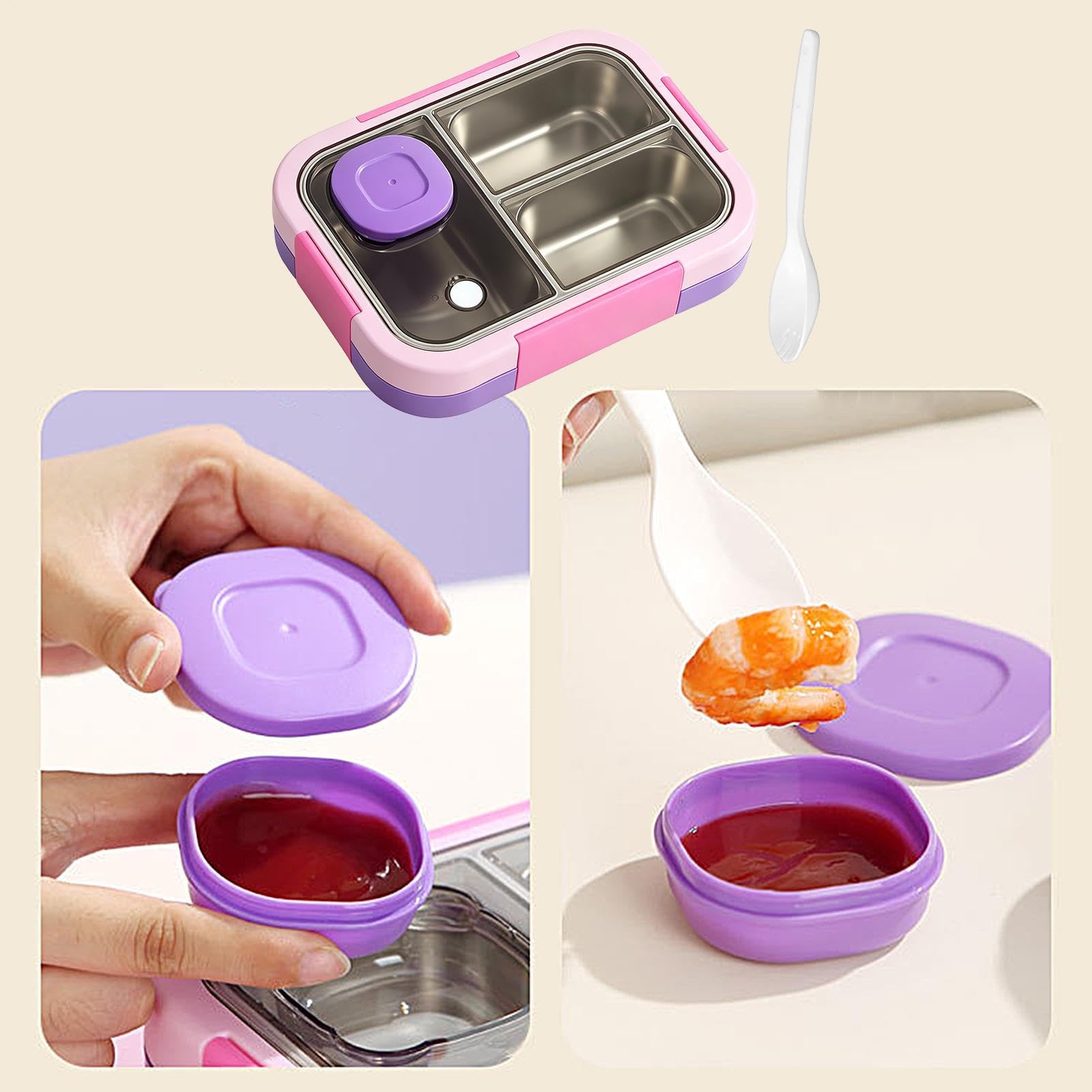 Caja de almuerzo para mujer 720 ml impermeable con múltiples compartimentos
