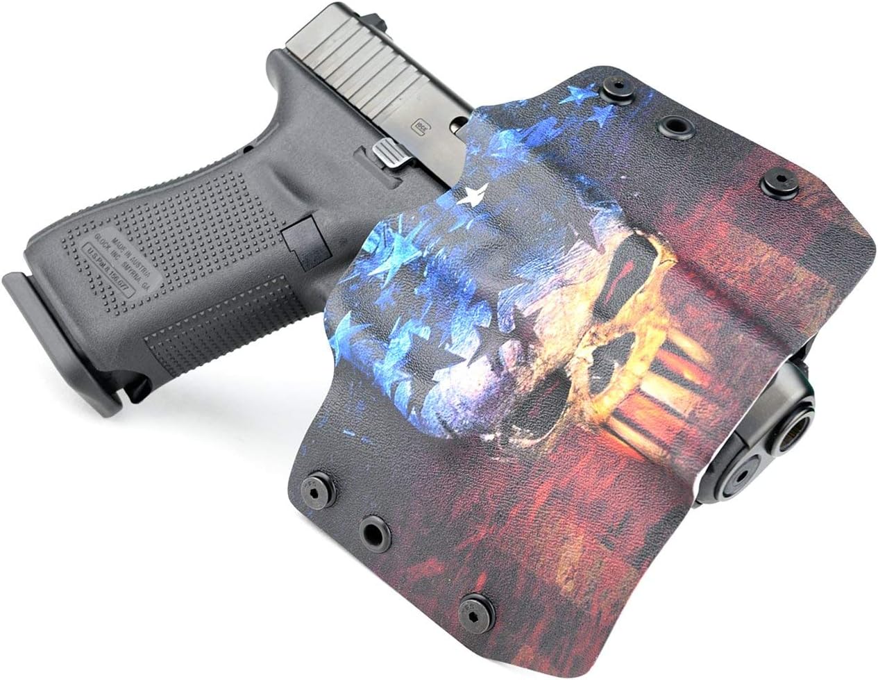 Skull Flag OWB Holster (Left-Hand, Fits Glock 17,19,22,23,25,26,27,28,31,32,34,35,41)