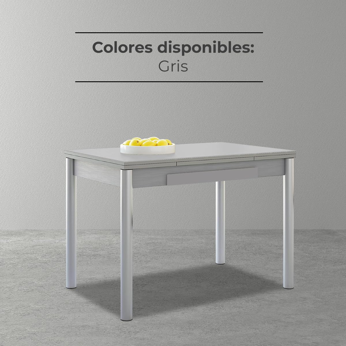 Astimesa - Mesa de Cocina Extensible - Estructura Aluminio Tapa Laminado - Color Gris - Ideal para Espacios Pequeños - Medidas: 90 x 50 cm - Extensible: 140 x 50 cm