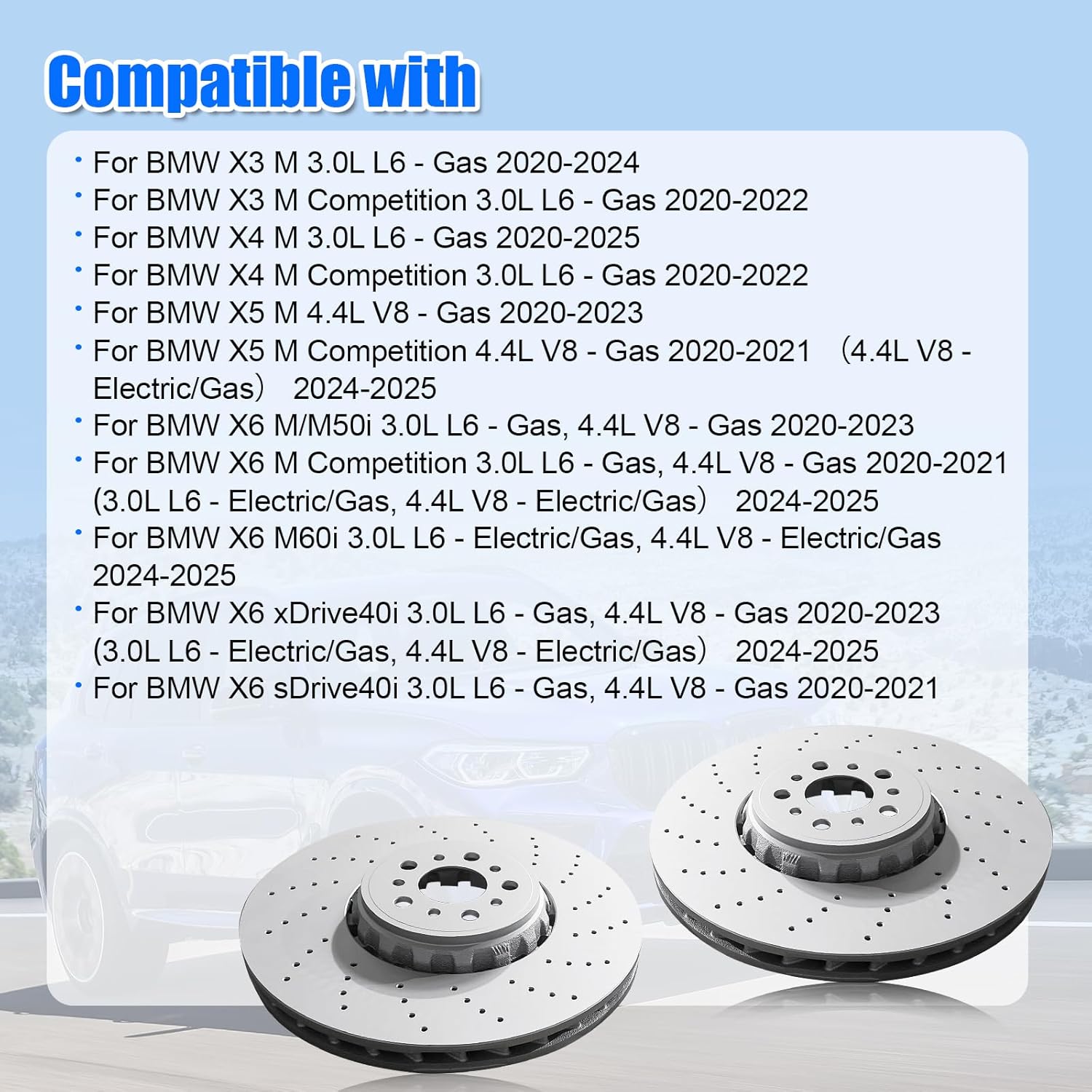 Pair Set 2 395mm Brake Disc Rotors Compatible with BMW F97 X3 F98 X4 F95 X5 F96 X6 34118054825 34118054826 34-11-8-054-825 34-11-8-054-826